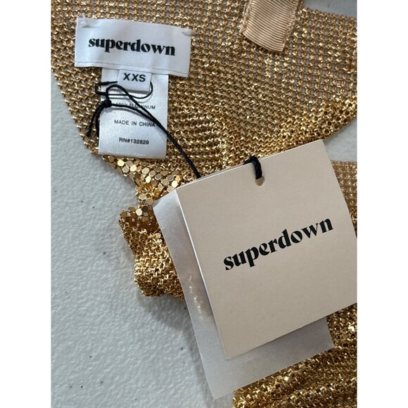 superdown Karla Cut Out Top XX-Small New Womens Cropped Chainmail Tank - Picture 8 of 9